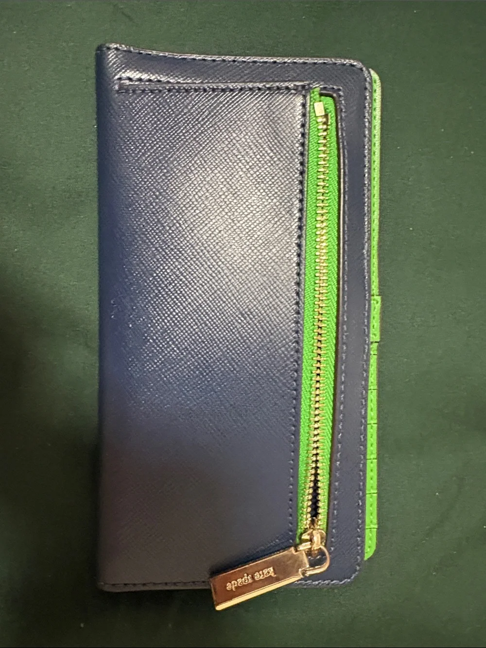 kate spade Two-Tone Navy and Cream Zip Continental Wallet